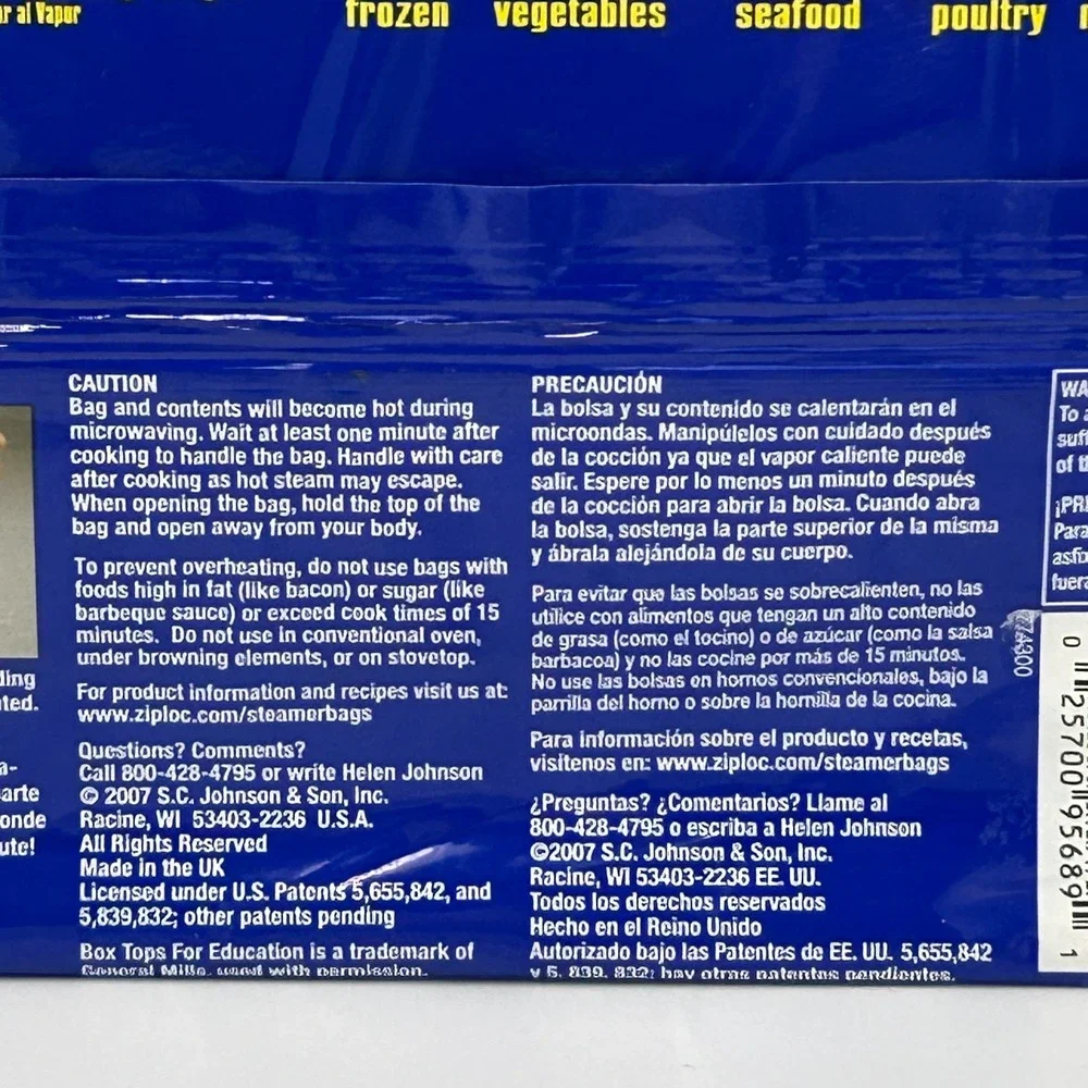 Ziploc‎ Zip N Steam Cooking Bags MEDIUM 10 Bags Discontinued New Sealed